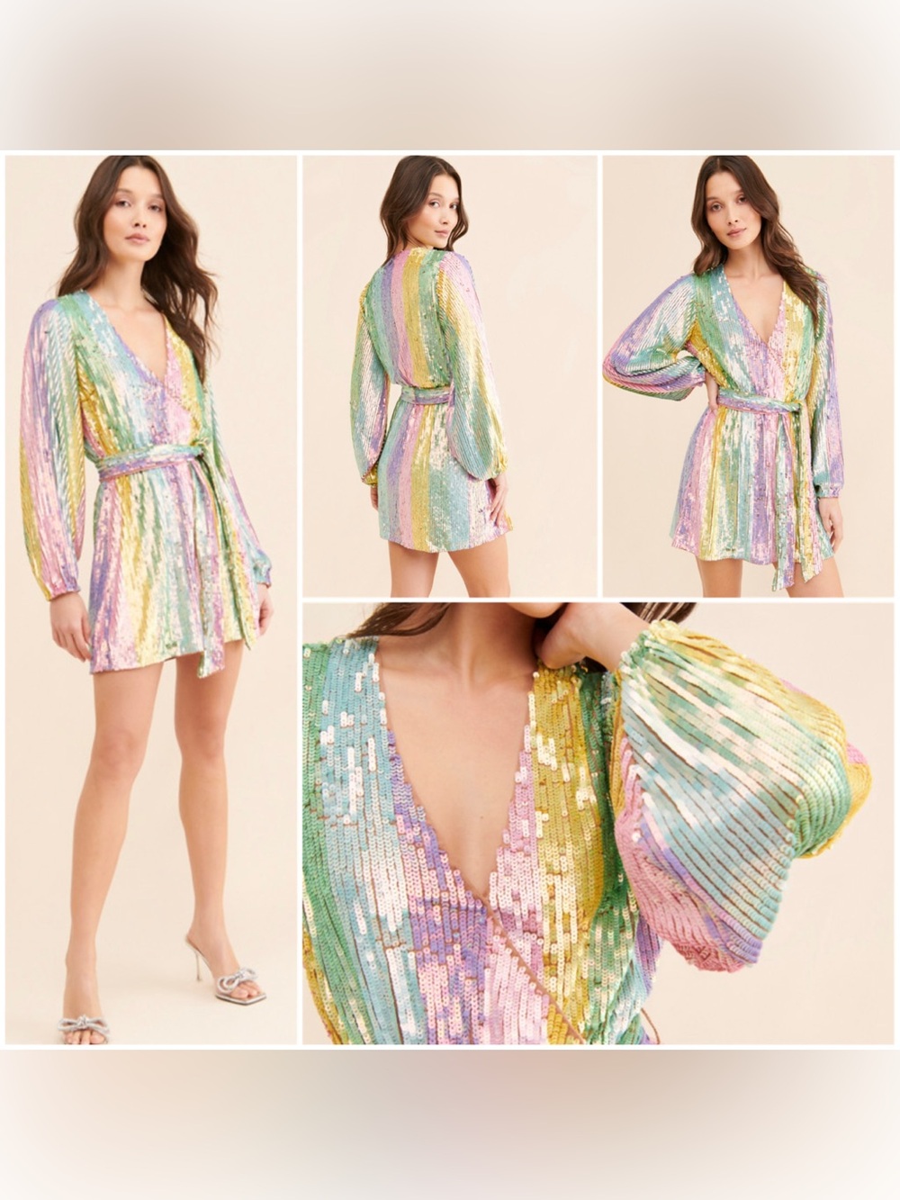 Show Me Your MuMu Pastel Rainbow Sequin Mini Dress